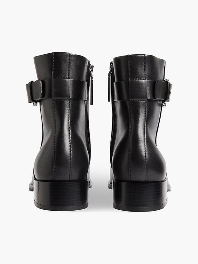 Black Calvin Klein Leather Ankle Women Boots | FXBP-68430