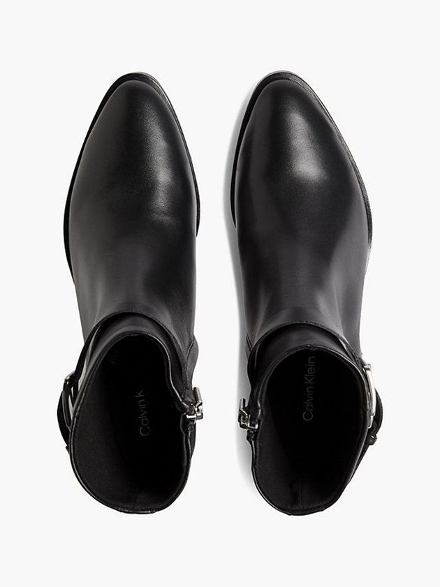 Black Calvin Klein Leather Ankle Women Boots | FXBP-68430