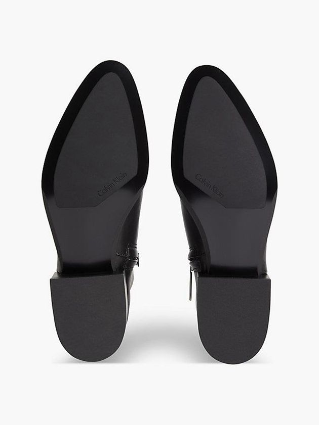 Black Calvin Klein Leather Ankle Women Boots | FXBP-68430