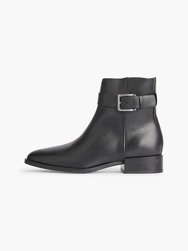 Black Calvin Klein Leather Ankle Women Boots | FXBP-68430