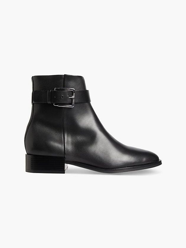 Black Calvin Klein Leather Ankle Women Boots | FXBP-68430