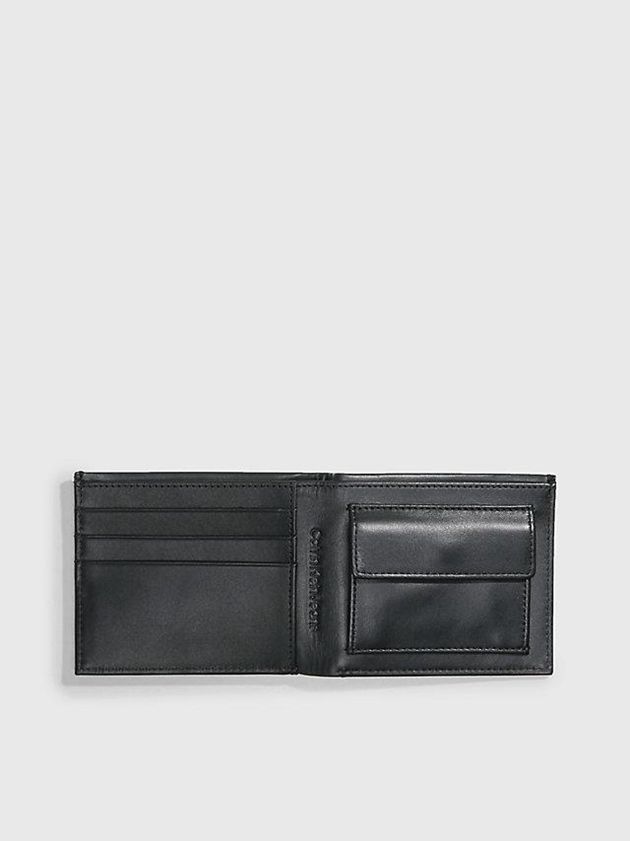 Black Calvin Klein Leather Billfold Men Wallet | XBUP-31675