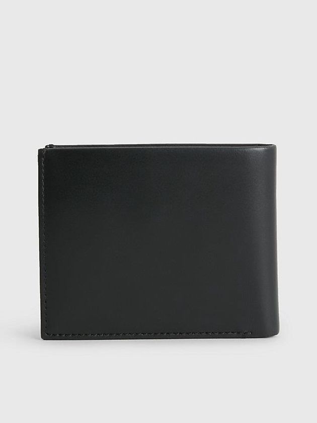 Black Calvin Klein Leather Billfold Men Wallet | XBUP-31675