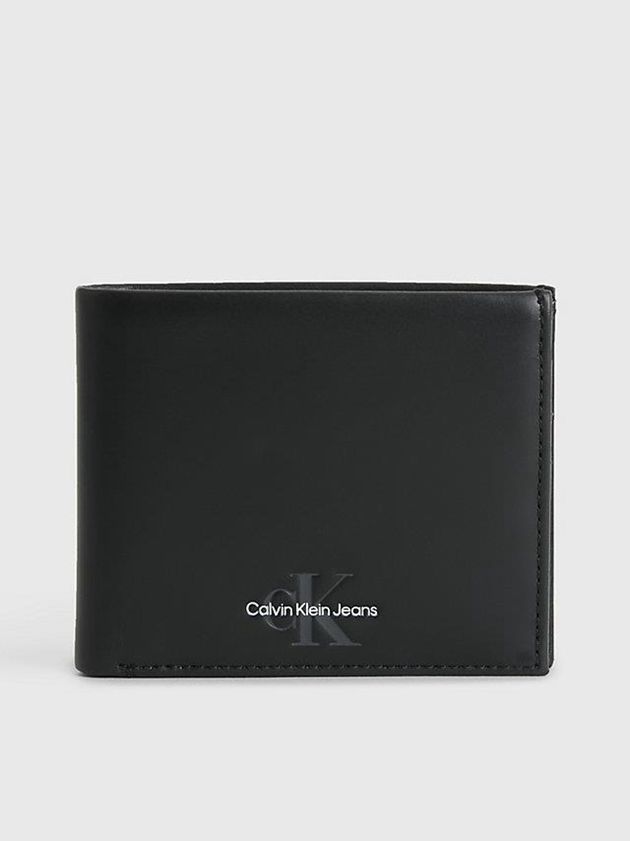 Black Calvin Klein Leather Billfold Men Wallet | XBUP-31675
