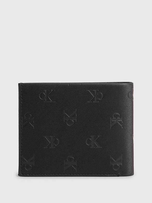 Black Calvin Klein Leather Billfold Men Wallet | NSAY-07853
