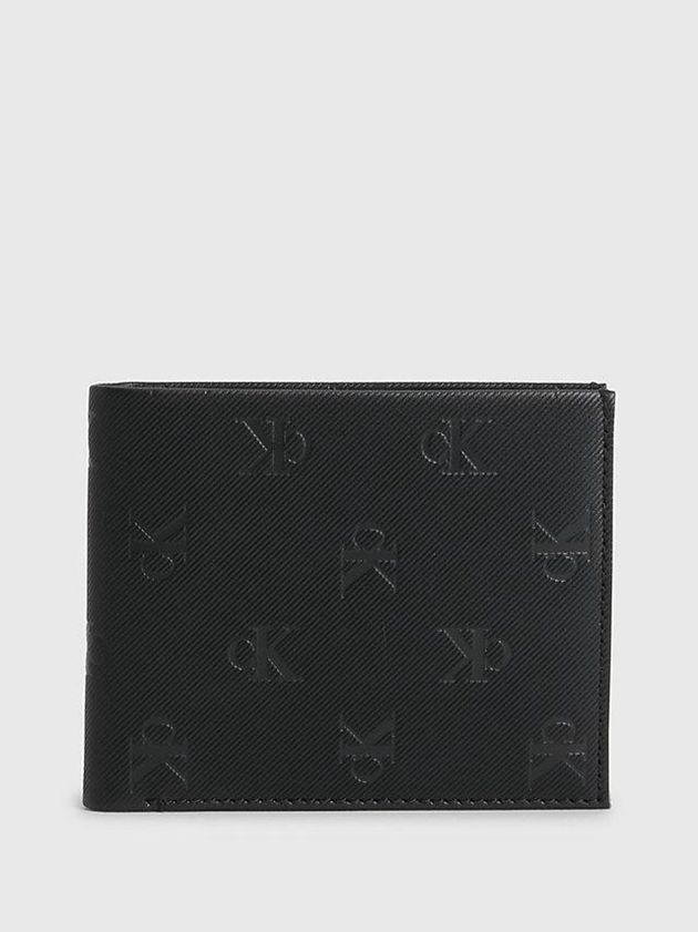 Black Calvin Klein Leather Billfold Men Wallet | NSAY-07853