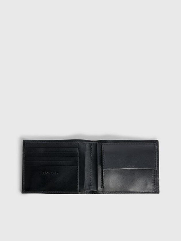 Black Calvin Klein Leather Billfold Men Wallet | UNKP-09583