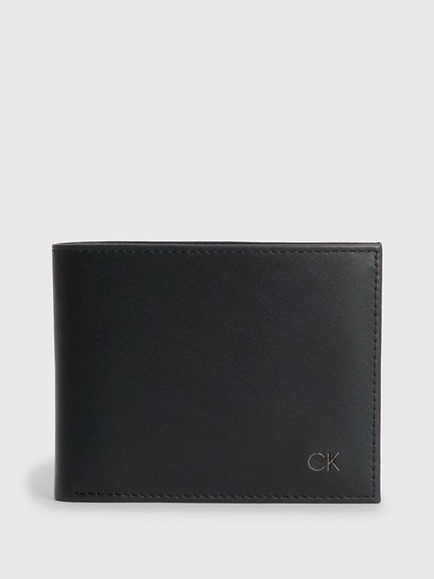 Black Calvin Klein Leather Billfold Men Wallet | UNKP-09583