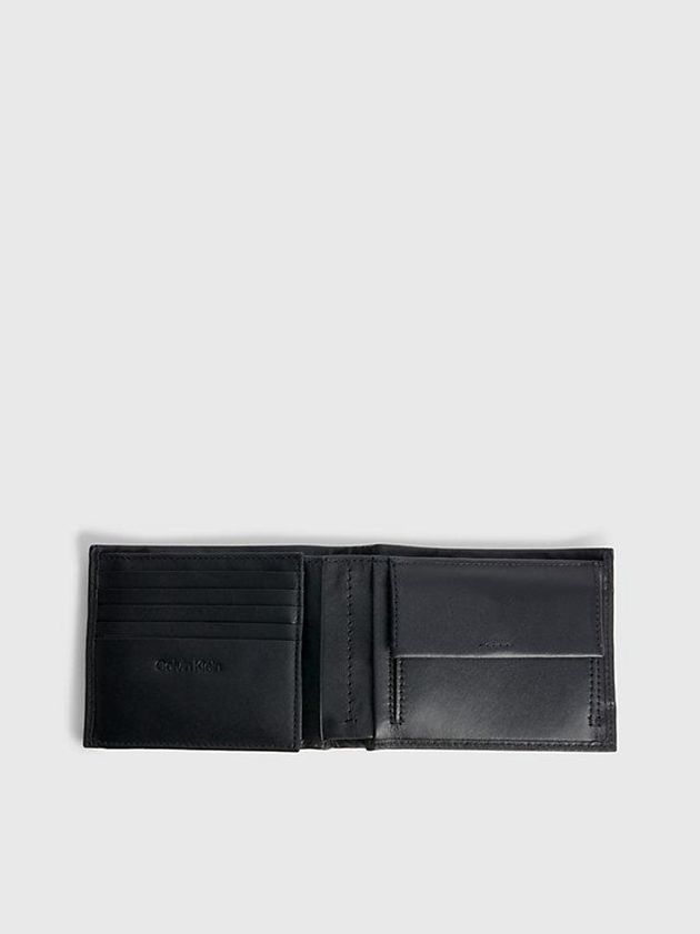 Black Calvin Klein Leather Billfold Men Wallet | HQID-32174