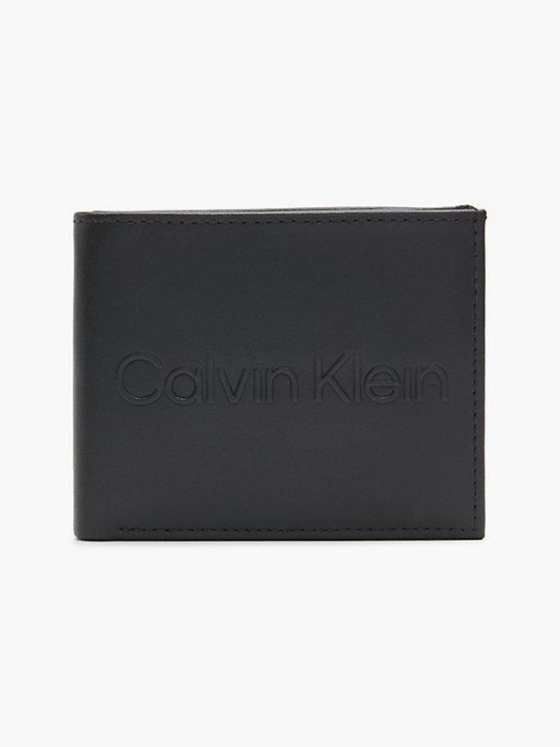 Black Calvin Klein Leather Billfold Men Wallet | SFAH-84019