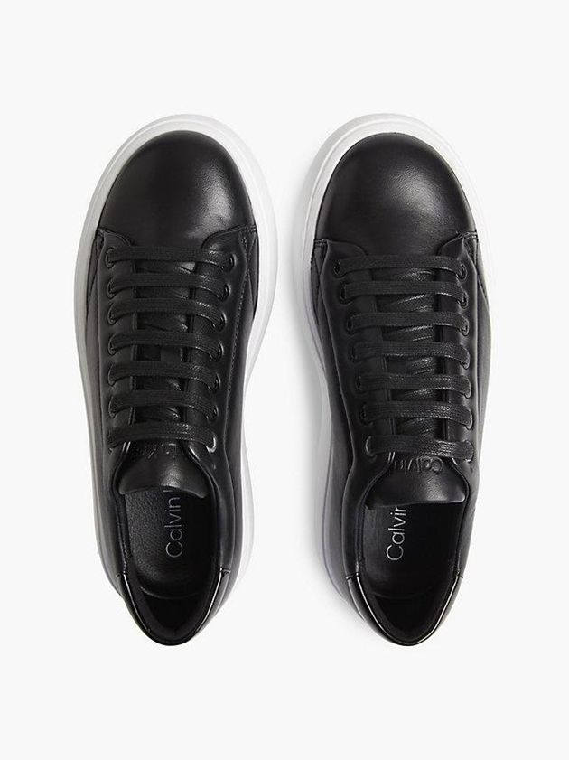 Black Calvin Klein Leather Bubble Platform Women Sneakers | NHXD-57908