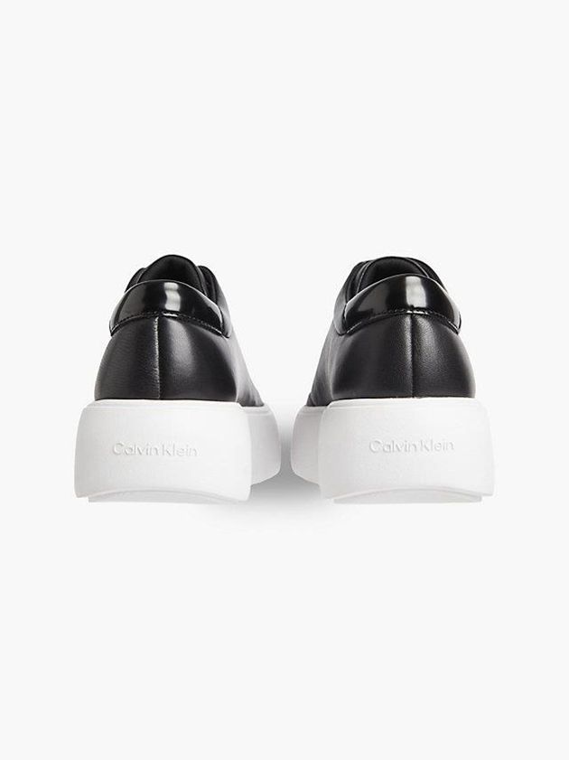Black Calvin Klein Leather Bubble Platform Women Sneakers | NHXD-57908
