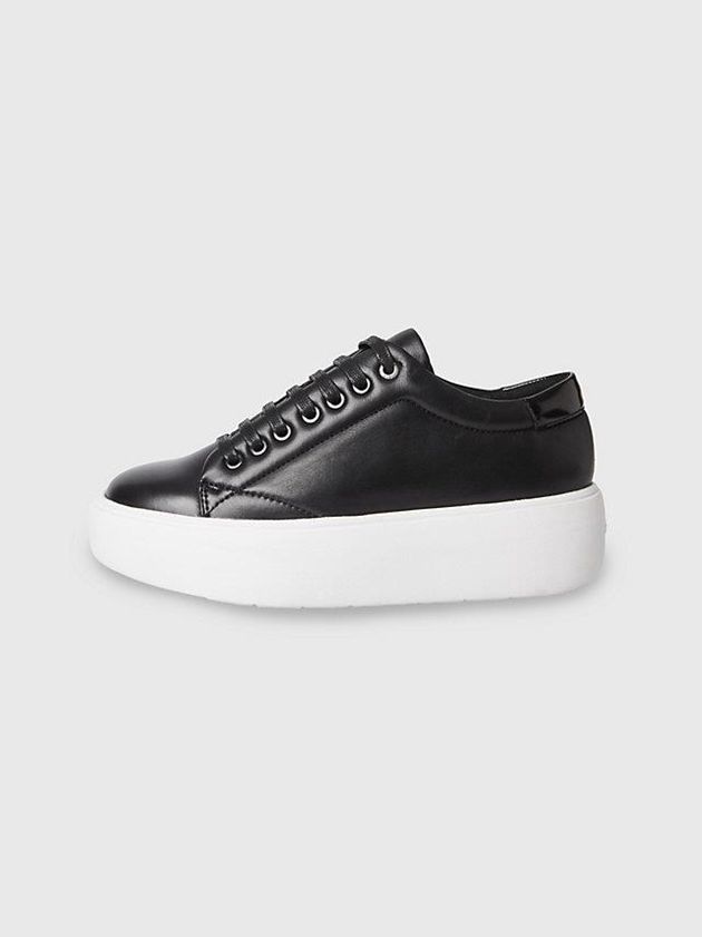 Black Calvin Klein Leather Bubble Platform Women Sneakers | NHXD-57908