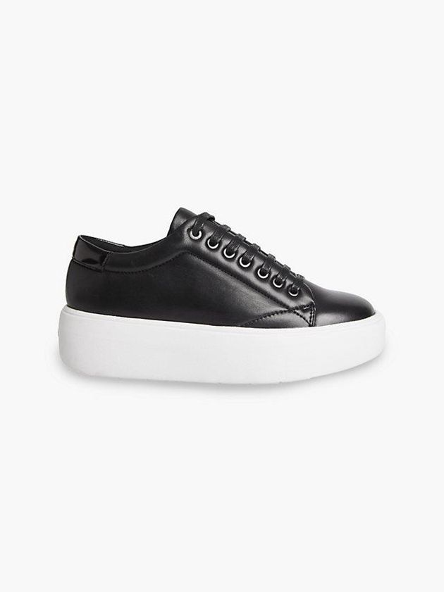 Black Calvin Klein Leather Bubble Platform Women Sneakers | NHXD-57908