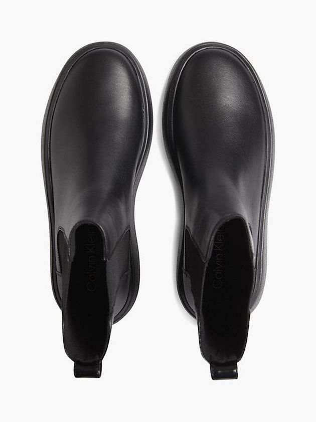 Black Calvin Klein Leather Bubble Platform Chelsea Women Boots | DIRY-15407