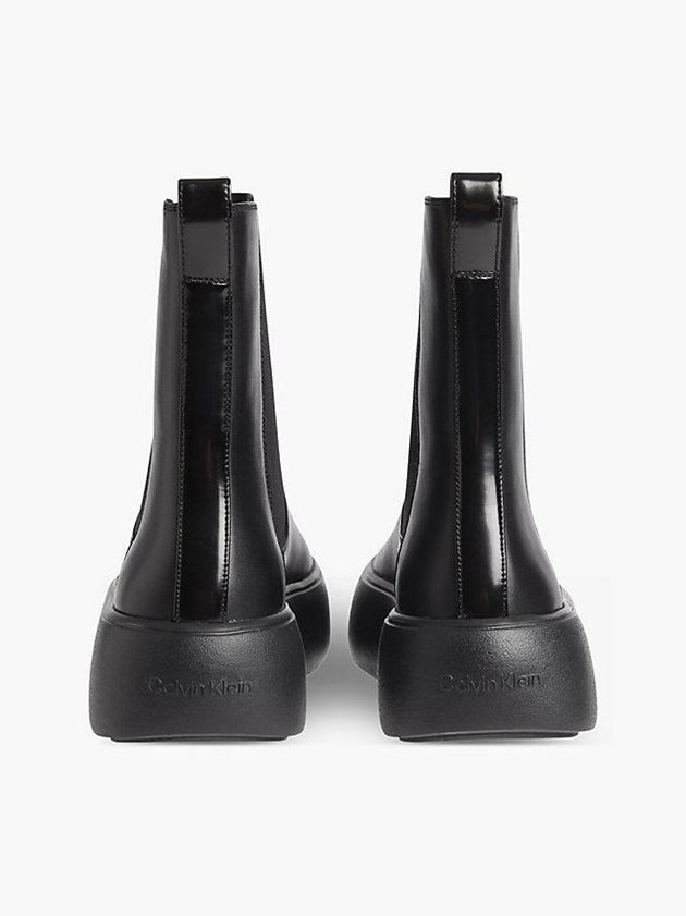 Black Calvin Klein Leather Bubble Platform Chelsea Women Boots | DIRY-15407