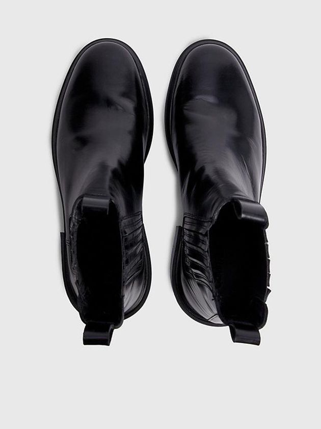 Black Calvin Klein Leather Chelsea Men Boots | NBWE-01654