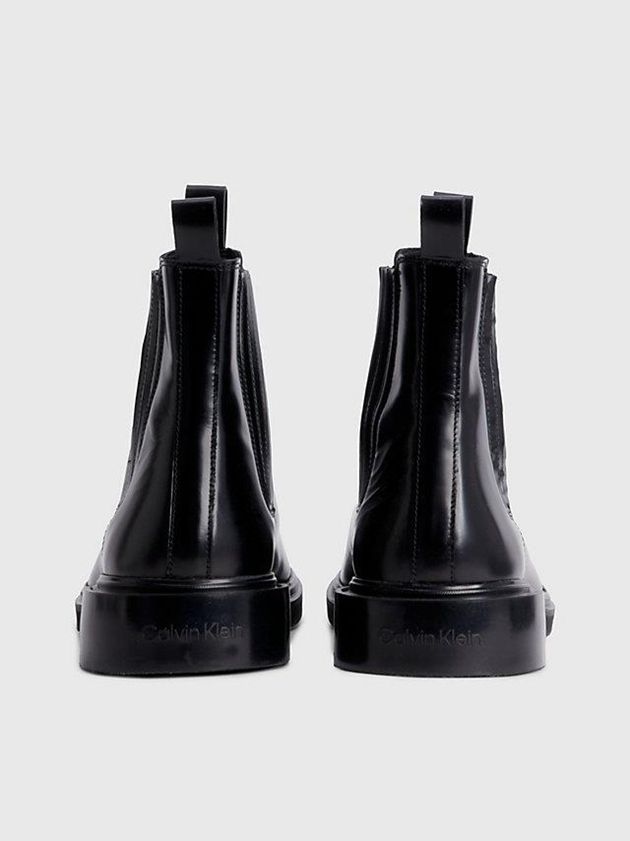 Black Calvin Klein Leather Chelsea Men Boots | NBWE-01654