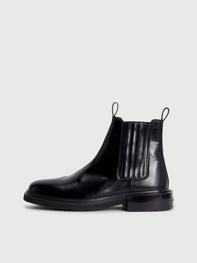 Black Calvin Klein Leather Chelsea Men Boots | NBWE-01654