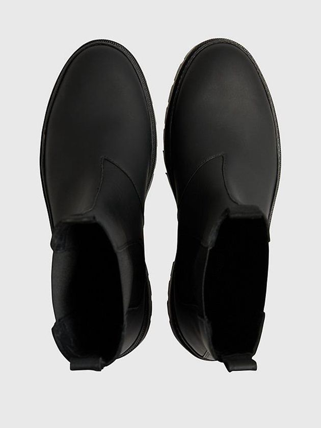 Black Calvin Klein Leather Chelsea Men Boots | JKQM-18254