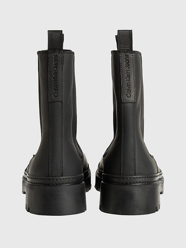 Black Calvin Klein Leather Chelsea Men Boots | JKQM-18254