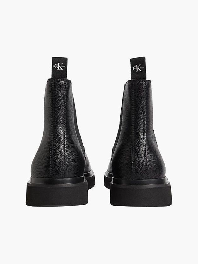 Black Calvin Klein Leather Chelsea Men Boots | PYGQ-71926