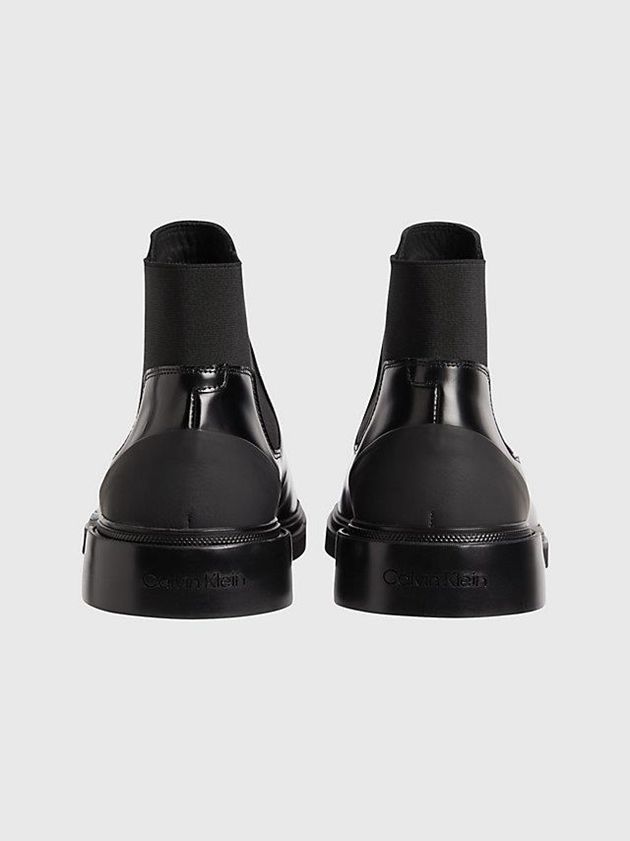 Black Calvin Klein Leather Chelsea Men Boots | ADOB-49035