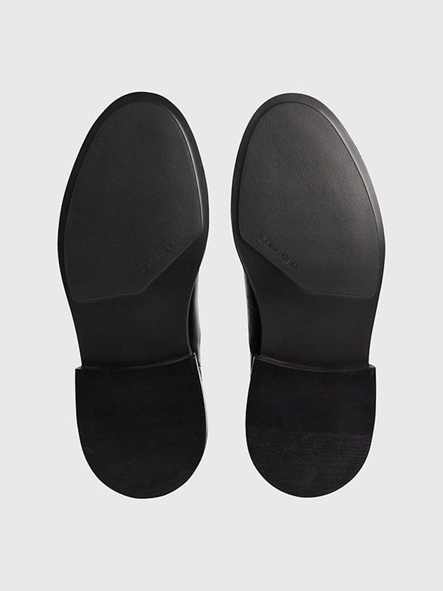 Black Calvin Klein Leather Chelsea Men Boots | ADOB-49035
