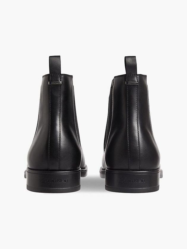 Black Calvin Klein Leather Chelsea Men Boots | SMLG-38915