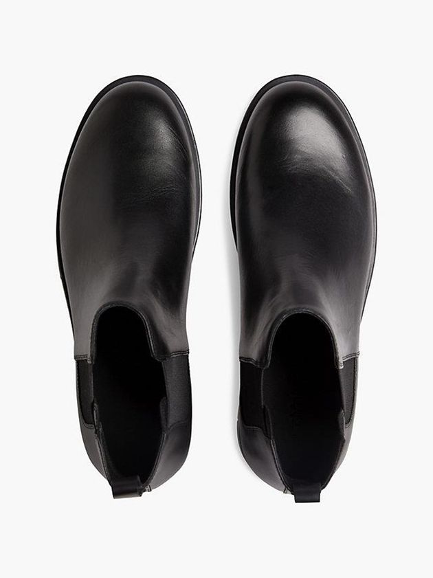 Black Calvin Klein Leather Chelsea Men Boots | SMLG-38915