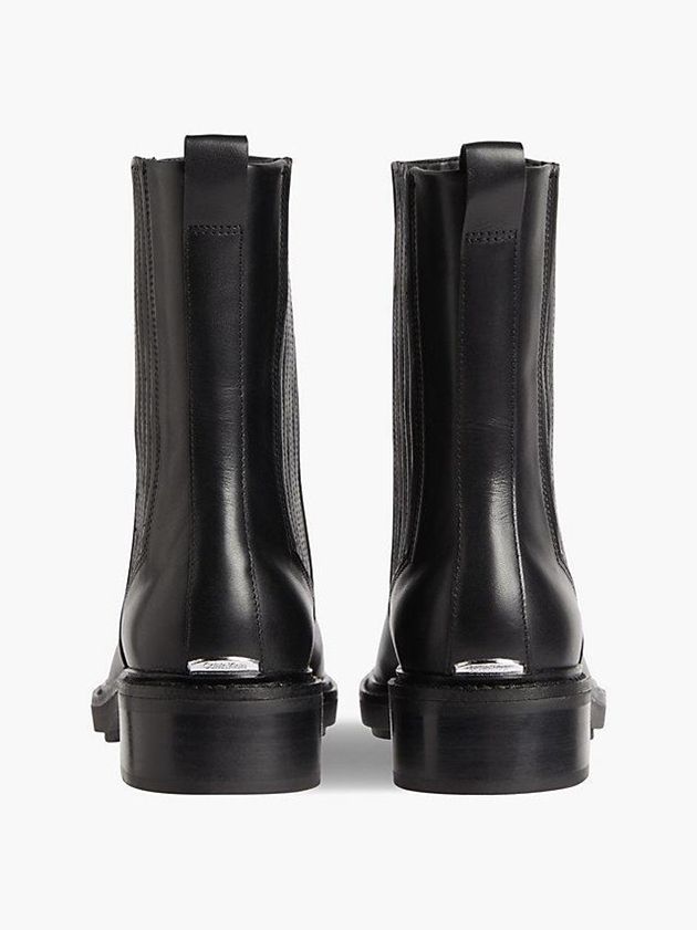 Black Calvin Klein Leather Chelsea Women Boots | PQLN-13268