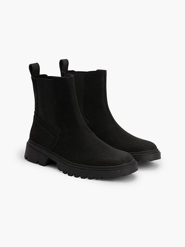 Black Calvin Klein Leather Chunky Chelsea Men Boots | NDKI-86079