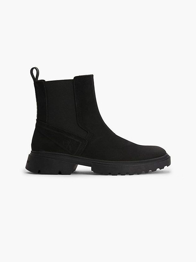 Black Calvin Klein Leather Chunky Chelsea Men Boots | NDKI-86079