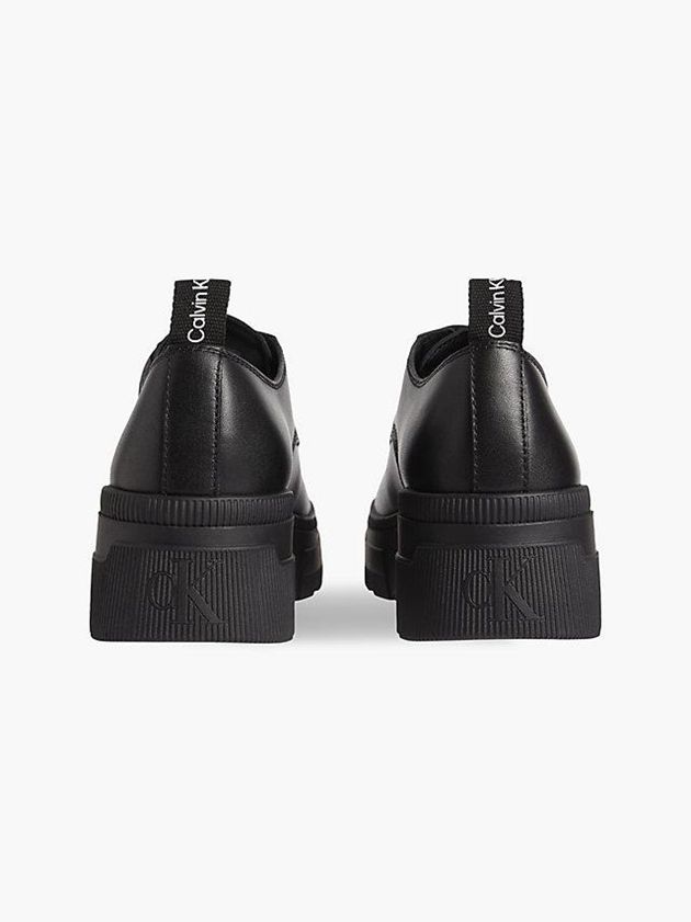 Black Calvin Klein Leather Chunky Lace-Up Women Slip On | LENB-96085