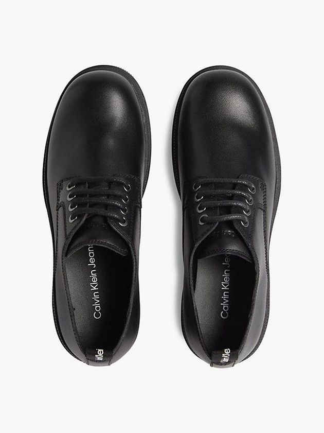 Black Calvin Klein Leather Chunky Lace-Up Women Slip On | LENB-96085