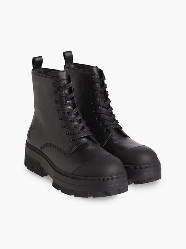 Black Calvin Klein Leather Chunky Men Boots | TNIE-38427