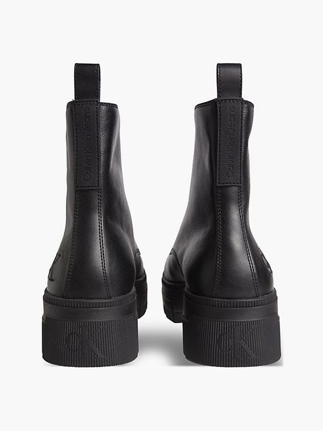 Black Calvin Klein Leather Chunky Men Boots | TNIE-38427