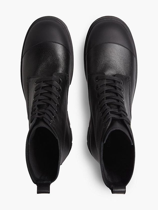Black Calvin Klein Leather Chunky Men Boots | TNIE-38427