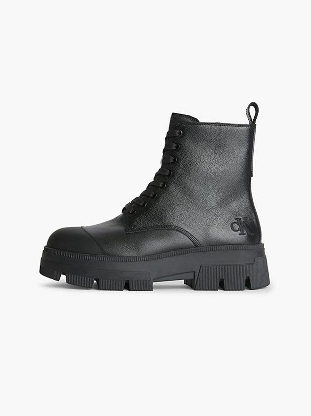 Black Calvin Klein Leather Chunky Men Boots | TNIE-38427