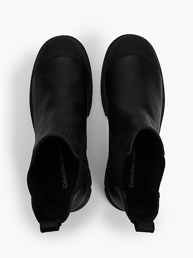 Black Calvin Klein Leather Chunky Men Boots | EYMI-61357