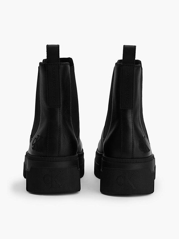 Black Calvin Klein Leather Chunky Men Boots | EYMI-61357
