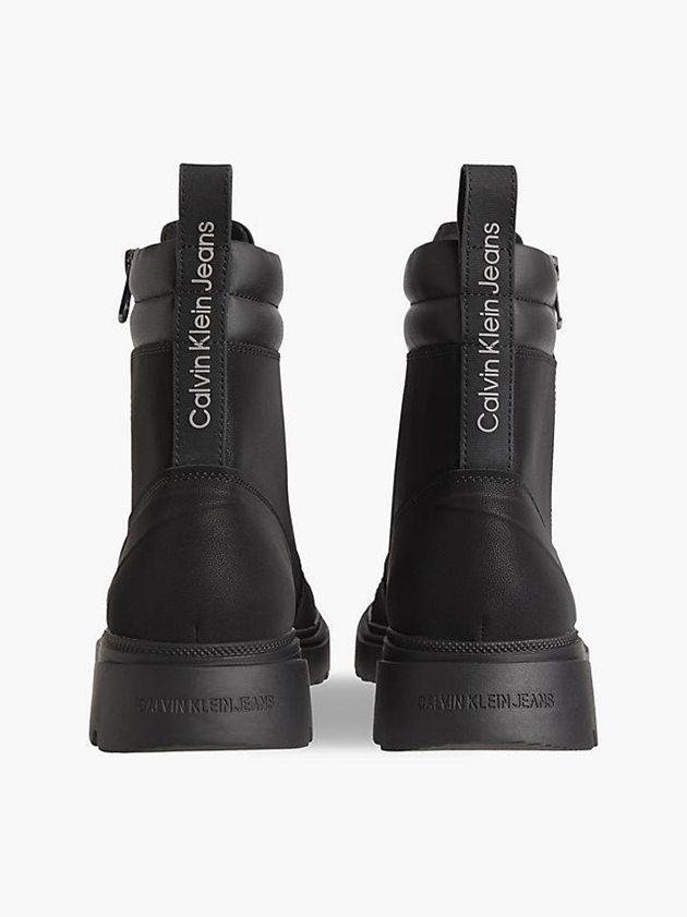 Black Calvin Klein Leather Chunky Men Boots | WPEI-35180