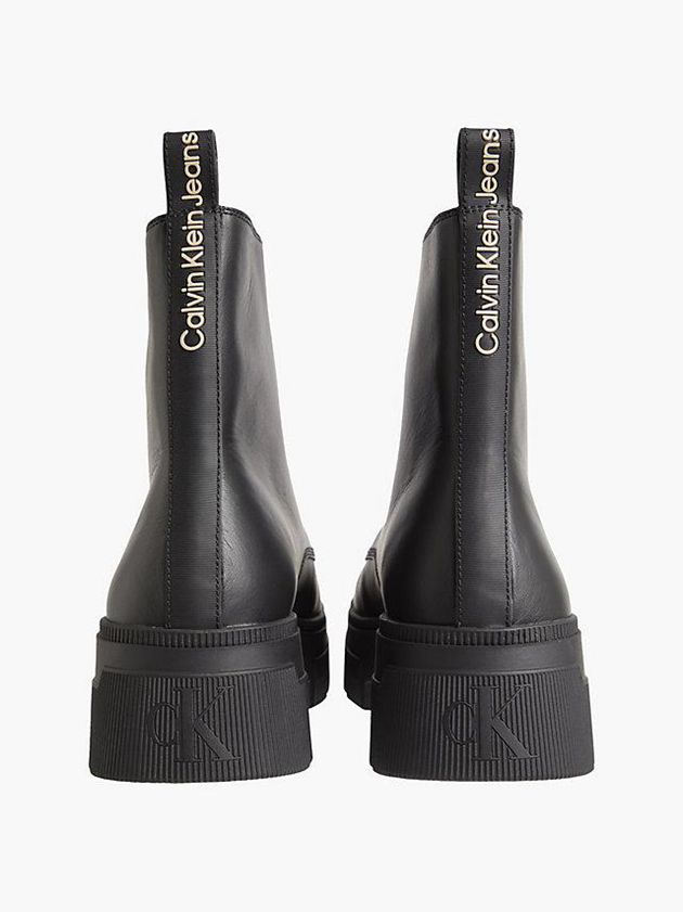 Black Calvin Klein Leather Chunky Men Boots | EDPS-74625