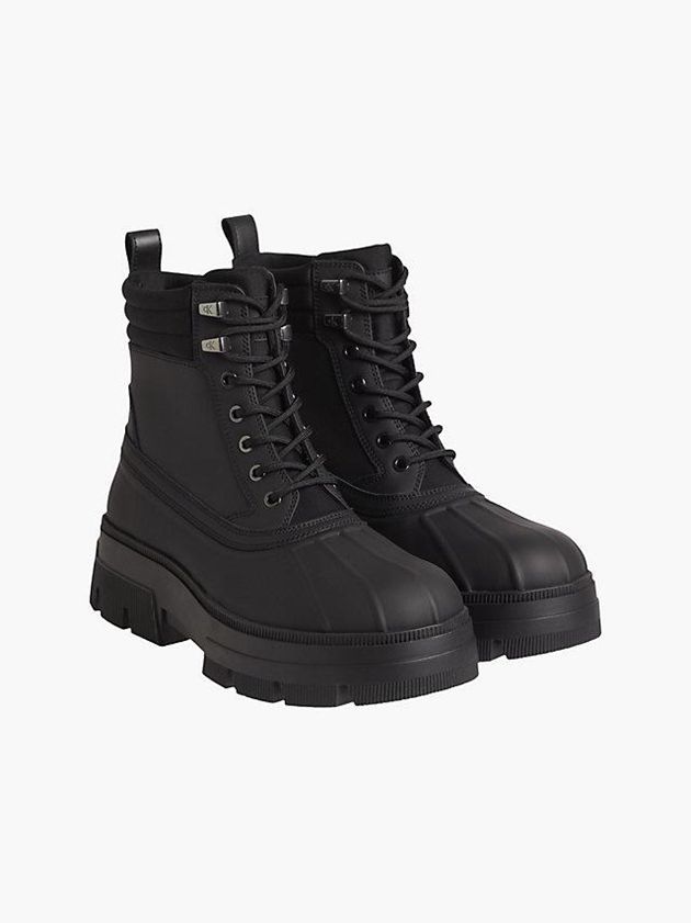 Black Calvin Klein Leather Chunky Men Boots | BDKO-61584