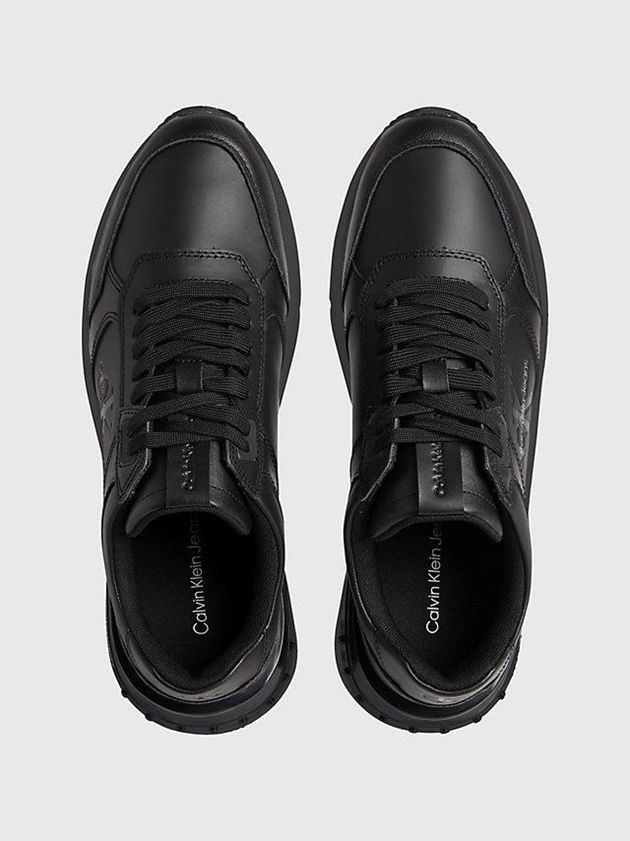 Black Calvin Klein Leather Chunky Men Sneakers | DXUI-17985