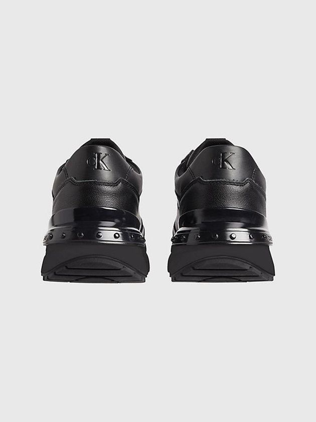 Black Calvin Klein Leather Chunky Men Sneakers | DXUI-17985