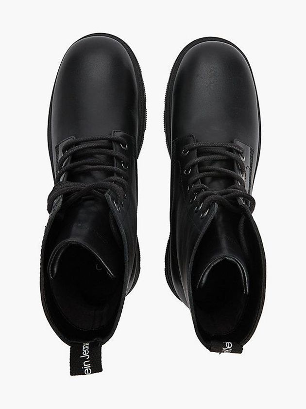 Black Calvin Klein Leather Chunky Platform Women Boots | HWMI-76213