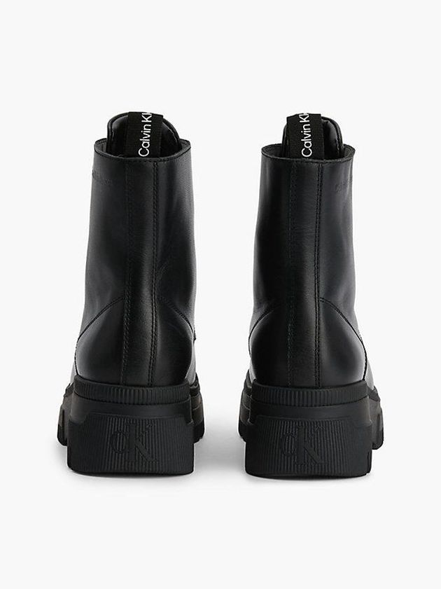 Black Calvin Klein Leather Chunky Platform Women Boots | HWMI-76213
