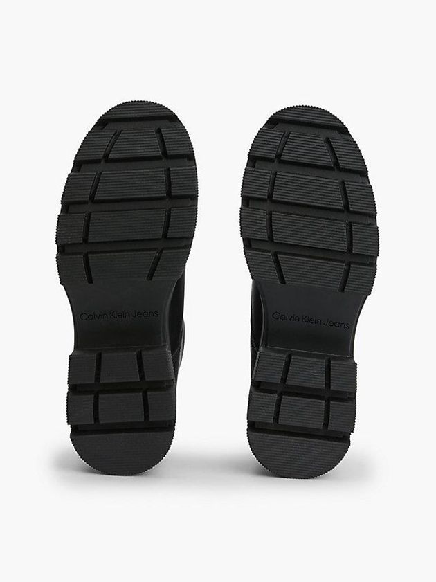 Black Calvin Klein Leather Chunky Platform Women Boots | HWMI-76213