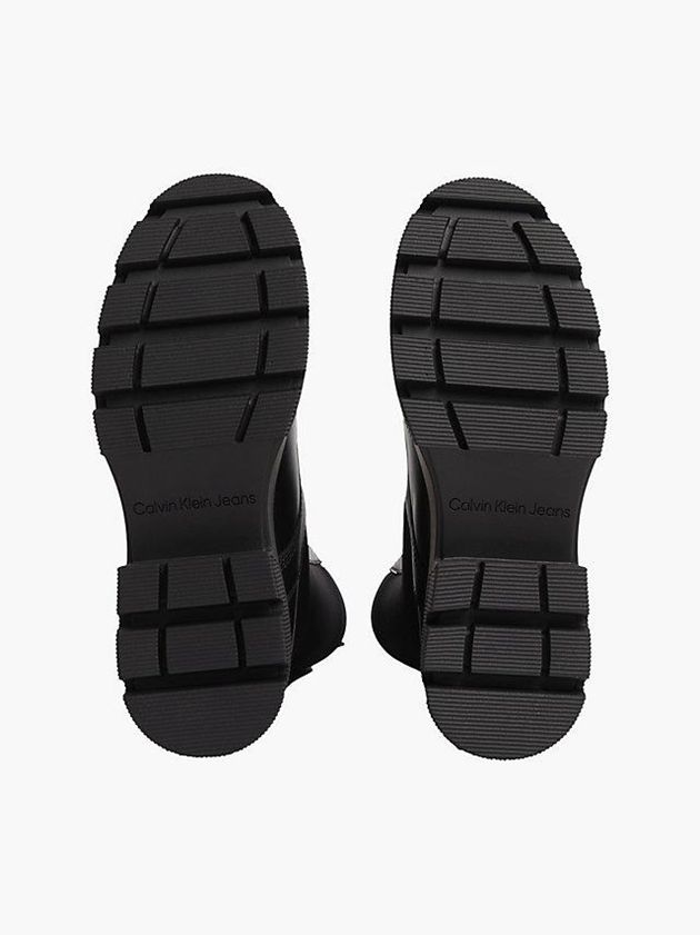 Black Calvin Klein Leather Chunky Platform Women Boots | AYUL-47926